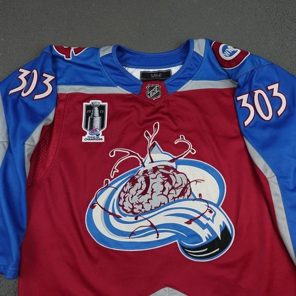 Elev808 Colorado Avalanche Hockey Jersey Mens Medium Red Blue Velvet 303 EDM - Picture 2 of 11